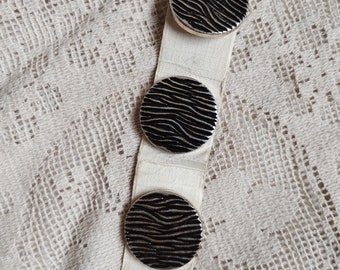 Three vintage, 1960s Jason Laundwell striped, metallic buttons on original card