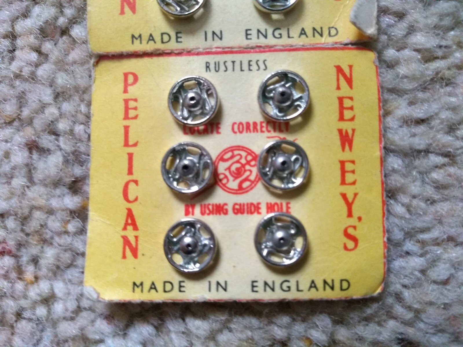 Vintage Newey's Pelican 12 Stud Fasteners on Card Etsy New Zealand