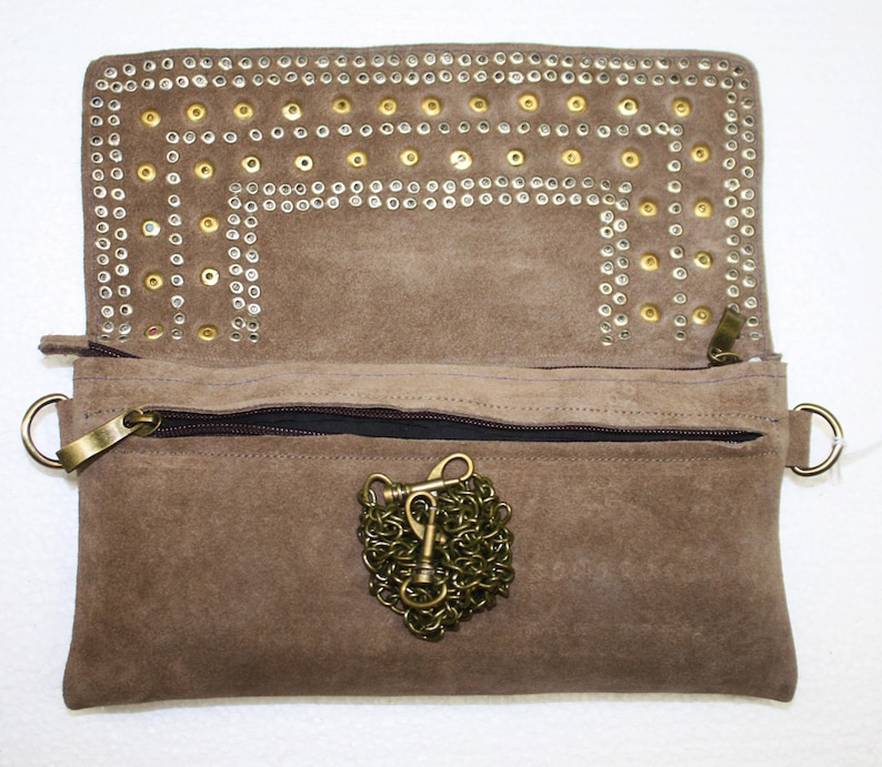 Daim marron clout?� pochette/sac ?� main marocain - Etsy France