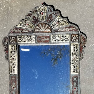 Unique Vintage handmade silver camel inlay bone mirror living room or bedroom or bathroom furniture moroccan one of a kind collection mirror