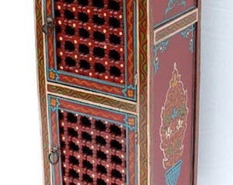 Unique Vintage wooden hand painted cabinet for bedroom kitchen moorish hand painted dresser  moroccan armoire handmade bedroom furniture