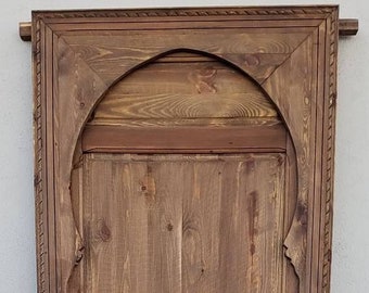 Old world andalusia wooden moorish vintage cedar door with arch  one of a kind old bedroom interior door moroccan wardrobe bathroom door