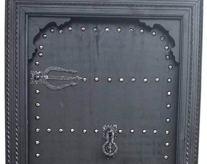 Marrakesh riad black door handmade in morocco with metal knocker great interior or exterior wooden door harem guest room or bedroom door