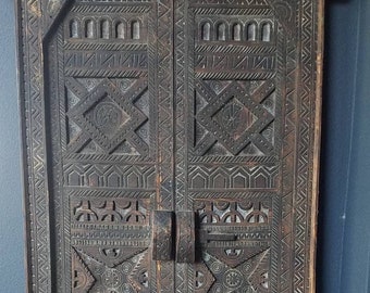 A Vintage touareg nomad african one of a kind old double door panel bathroom or bedroom door moroccan tribal wardrobe or closet wooden door