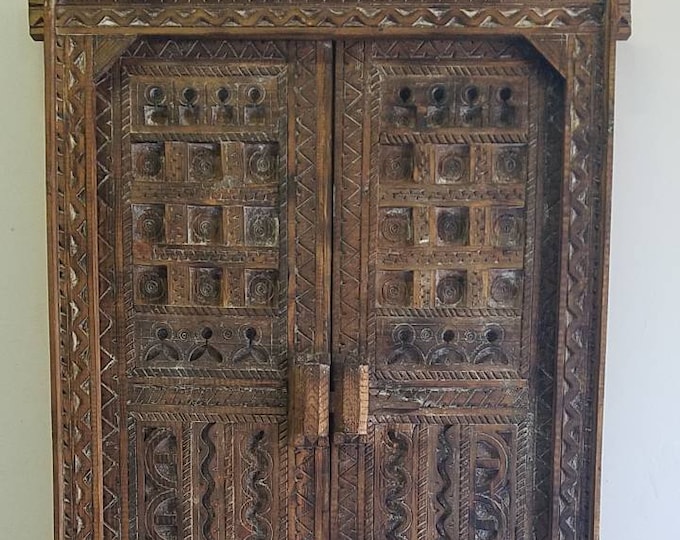 Vintage touareg nomad african one of a kind old double door panel bathroom or bedroom door moroccan tribal wardrobe or closet wooden door