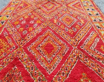 9ft by 6ft Vintage red berber wool  floor carpet for bedroom or living room moroccan rug missing piece of furniture for your home decor