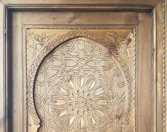 Moroccan  interior door hand carved for your bedroom moorish architectural wood work piece. All hand carved  No laser engraving