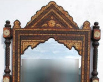 Vintage palace large camel inlay bone mirror living room or bedroom tribal nomad furniture moroccan one of a kind mirror unique home decor