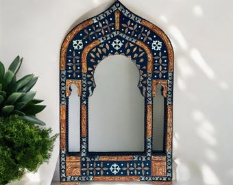 One of a kind vintage moroccan mirror for your bedroom, unique Berber African bathroom sink mirror