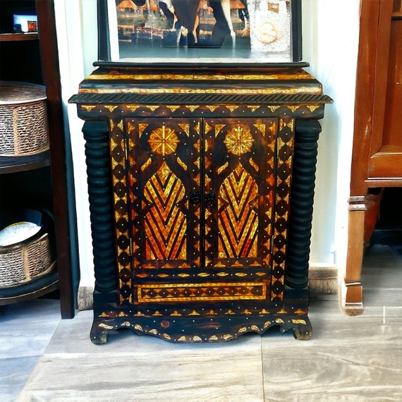 Handmade Moroccan Inlaid Camel Bone Chest, Berber Wedding Dowry