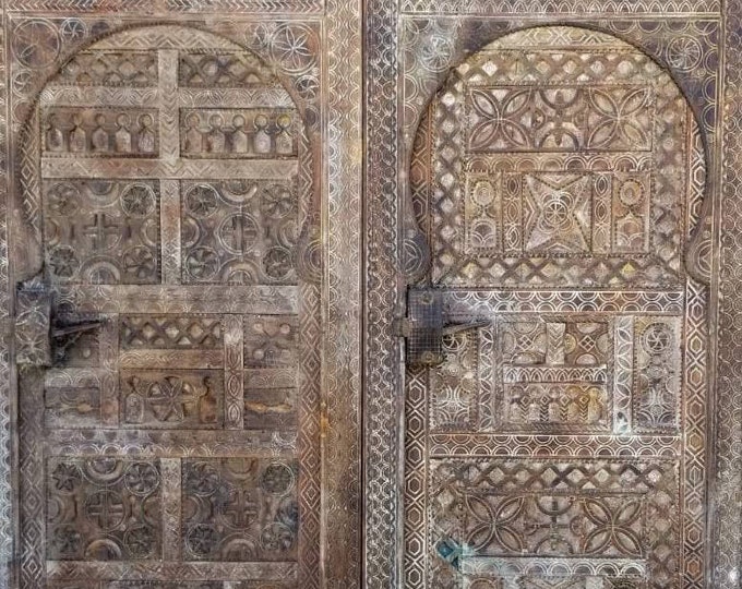 Unique african door one of a kind old moroccan bedroom double panels great for wall decor or headboard bed a piece of nomads furniture