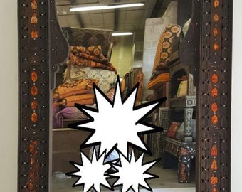 Large Exquisite mirror living room vintage handmade orange camel bone silver bathroom moroccan furniture decor for bedroom wall decoration
