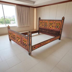 Touareg african bed berber bedroom add unique headboard bed a piece of nomad hand carved furniture.