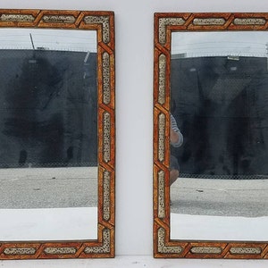 Two unique rectangular nomad touareg handmade camel bone inlay bathroom sink mirrors moroccan vintage mirror for bedroom or living room