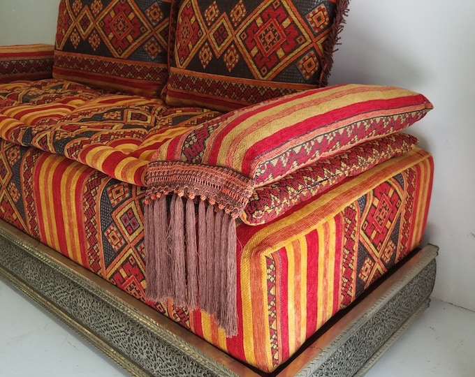 Eclectic moroccan upholstered fabric couch, moroccan furniture  daybed sofa that would add a special tone to your bedroom or living room