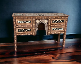This is the missing piece of furniture in your home Unique carved wooden resin and bone desk cabinet moorish dresser moroccan furniture