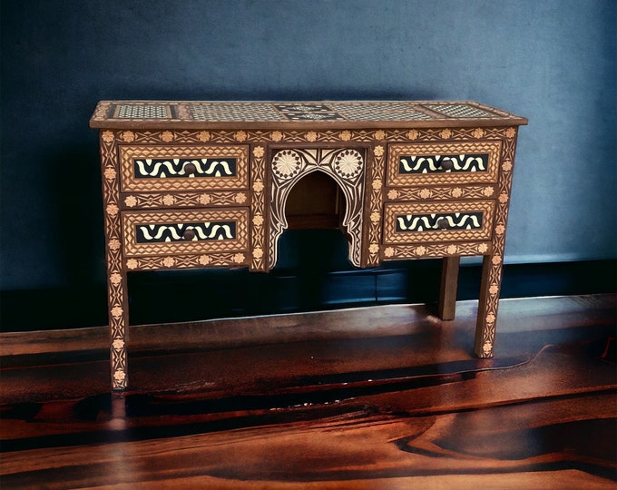 This is the missing piece of furniture in your home Unique carved wooden resin and bone desk cabinet moorish dresser moroccan furniture