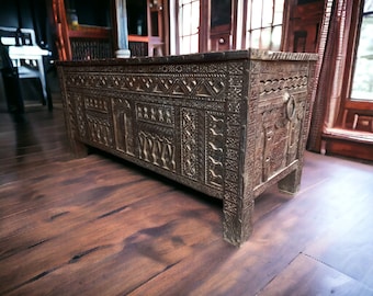 Extra large Vintage wooden african chest moroccan cabinet bedroom furniture a touareg nomad touch ethnic tribal dowry chest ethnic furniture