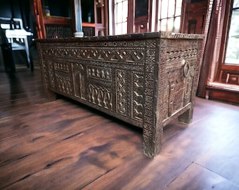 Extra large Vintage wooden african chest moroccan primitive bedroom furniture a touareg nomad ethnic tribal dowry chest ethnic furniture