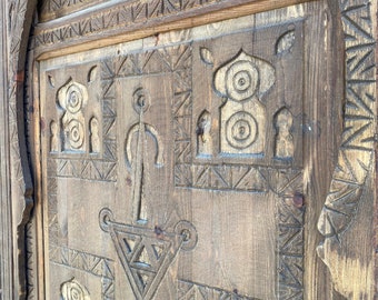 One of a kind old berber touareg moroccan Vintage double bedroom door hand carved indoor handmade  bedroom wooden door