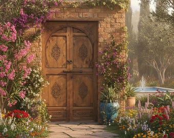 Handcrafted Moorish Carved Double exterior Door: Moroccan Interior wooden door Panels