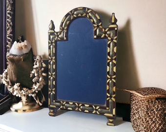 A Unique vintage moorish arch mirror handmade silver camel inlay bone mirror living room or bedroom furniture moroccan one of a kind mirror