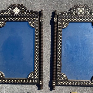 Two large Exquisite handmade  camel  bone inlay bathroom sink mirrors moroccan vintage mirror for bedroom or living room wall decoration