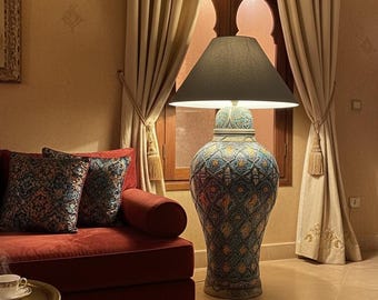 Antique marrakesh pottery vase floor lamp: Moroccan home decor lighting
