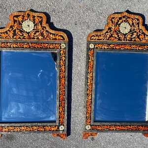 Two unique nomad touareg handmade  camel  bone inlay bathroom sink mirrors moroccan vintage mirror for bedroom or living room African decor