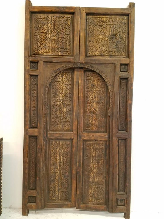 Large Moroccan Double Door Panels Hand Carved Indoor Outdoor Etsy