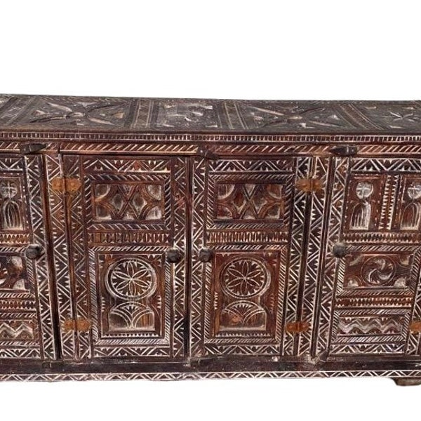 Vintage wooden african dresser Moroccan buffet give your bedroom furniture a touareg nomad touch ethnic tribal unique decor wedding gift