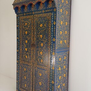 Large Vintage moroccan Hand painted armoire moorish  bedroom furniture Mediterranean living room home decor Arabian middle eastern decor