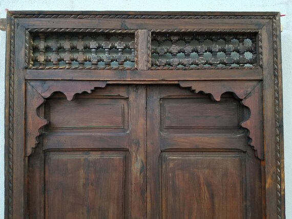 Antique Moorish Old Riad Door Handmade In Morocco Cedar Wooden Etsy