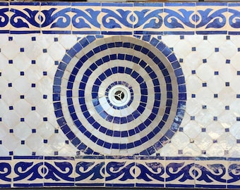 Moorish palace Blue and white handmade mosaic tile sink vintage harem bathroom vanity unique architecture moroccan sink top made of concrete