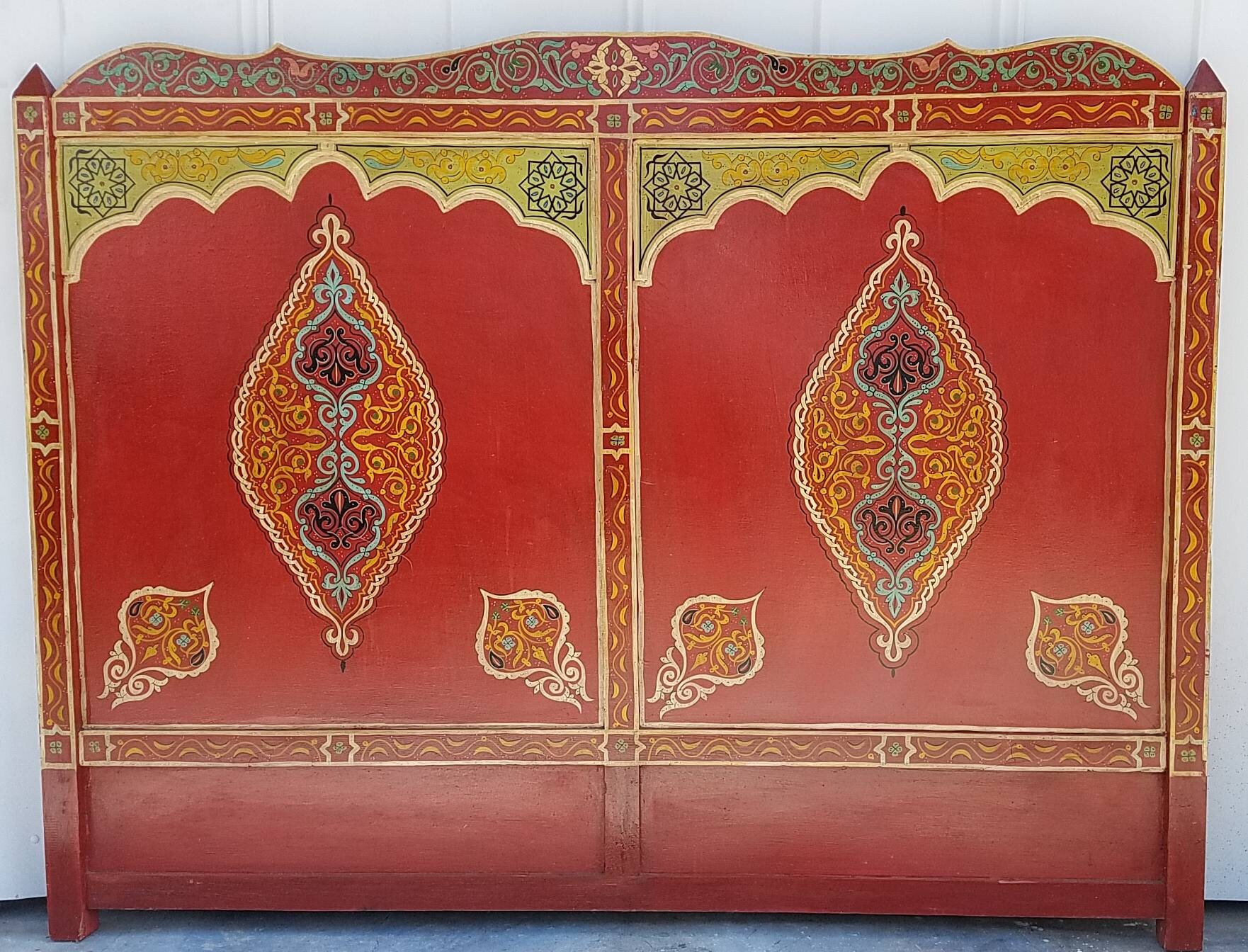 Vintage moroccan Hand painted headboard moorish bedroom furniture
