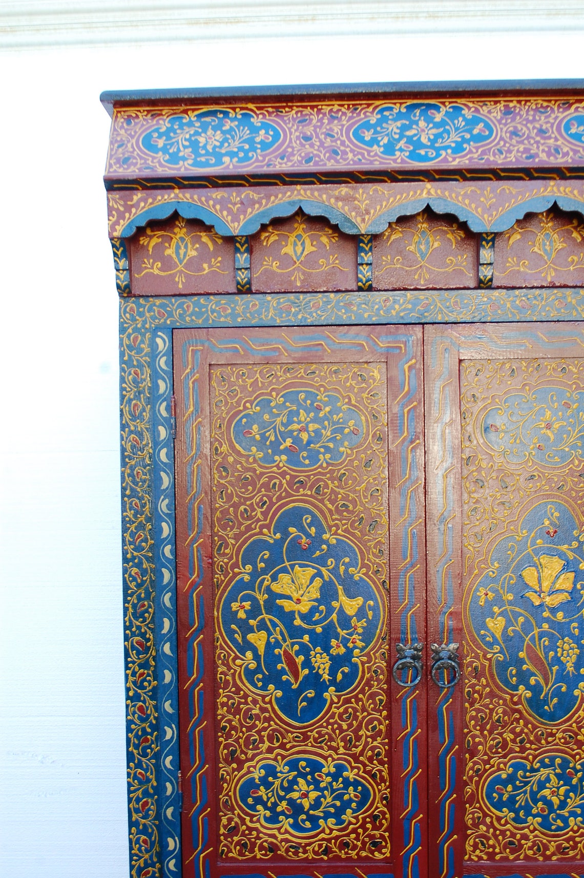 Large Vintage Moroccan Hand Painted Armoire Moorish Bedroom Etsy
