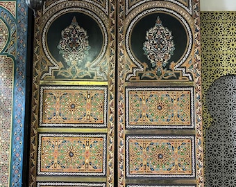 Royal extra Large Painted vintage moroccan palace door handmade harem wall decor door wooden artwork middle eastern mosque door