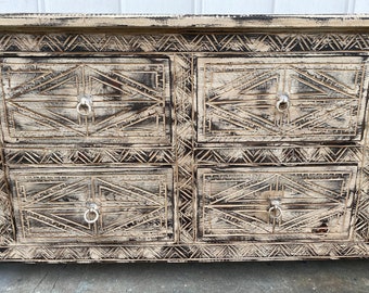 Great 7ft 2 One of a kind vintage african cabinet for bedroom, ethnic tv zebra cabinet moorish dresser, buffet moroccan furniture