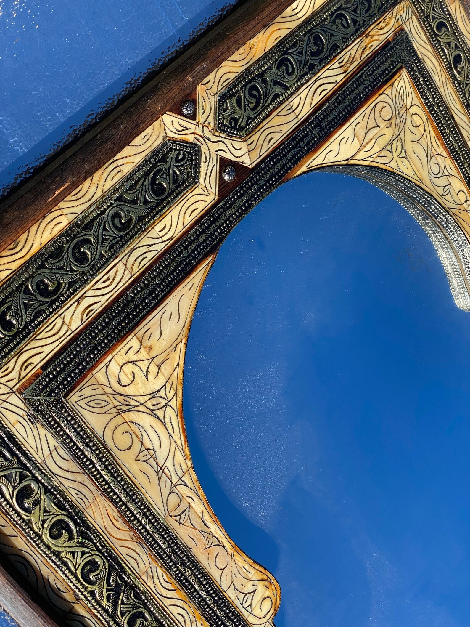 Unique Vintage Moorish Arch Mirror Handmade Silver Camel Inlay Etsy