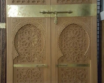 Exquisite Moroccan royal palace extra large palace door carved indoor outdoor wooden gate brass knockers moorish andalusia alhambra door