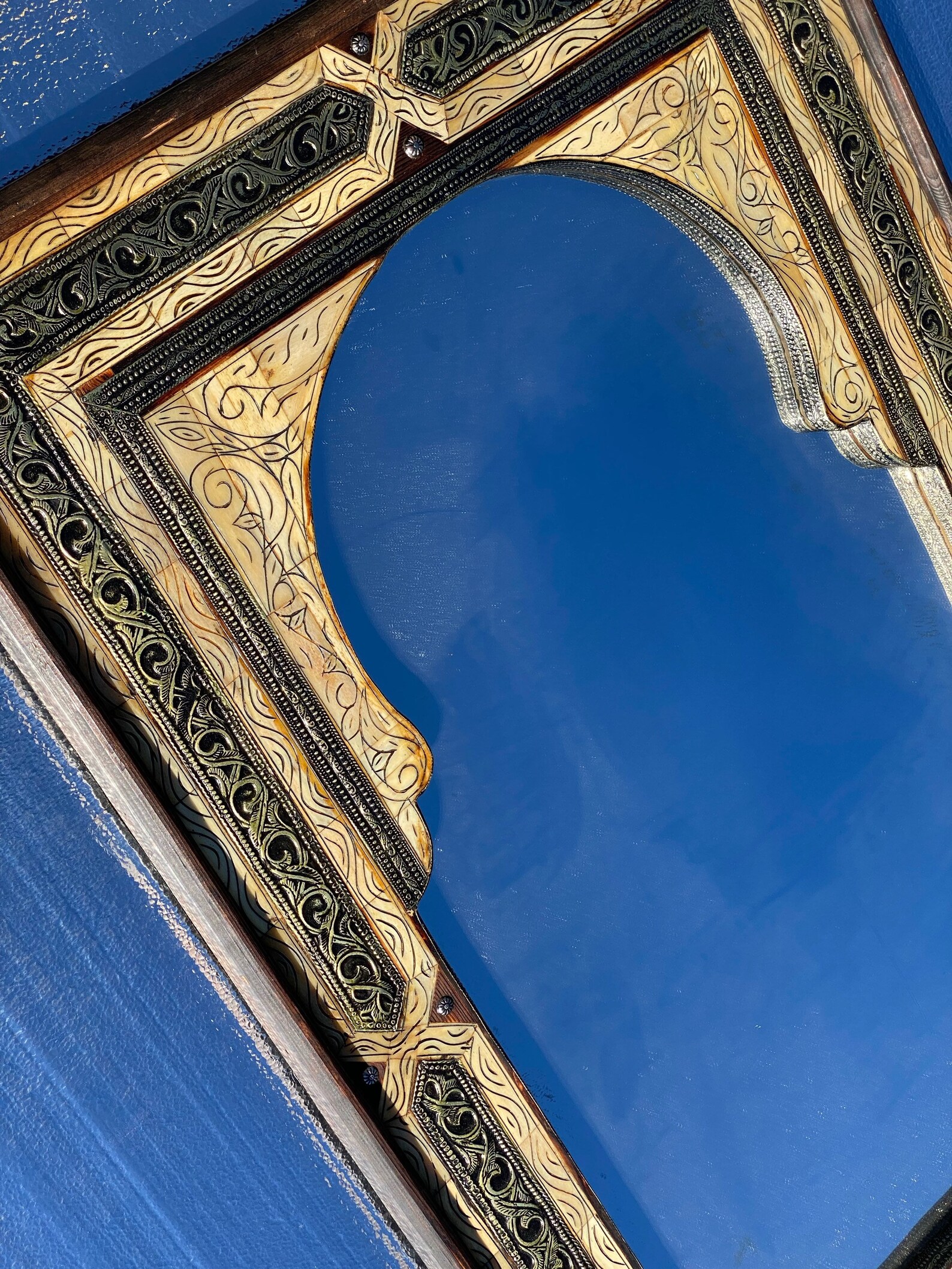 Unique Vintage Moorish Arch Mirror Handmade Silver Camel Inlay Etsy