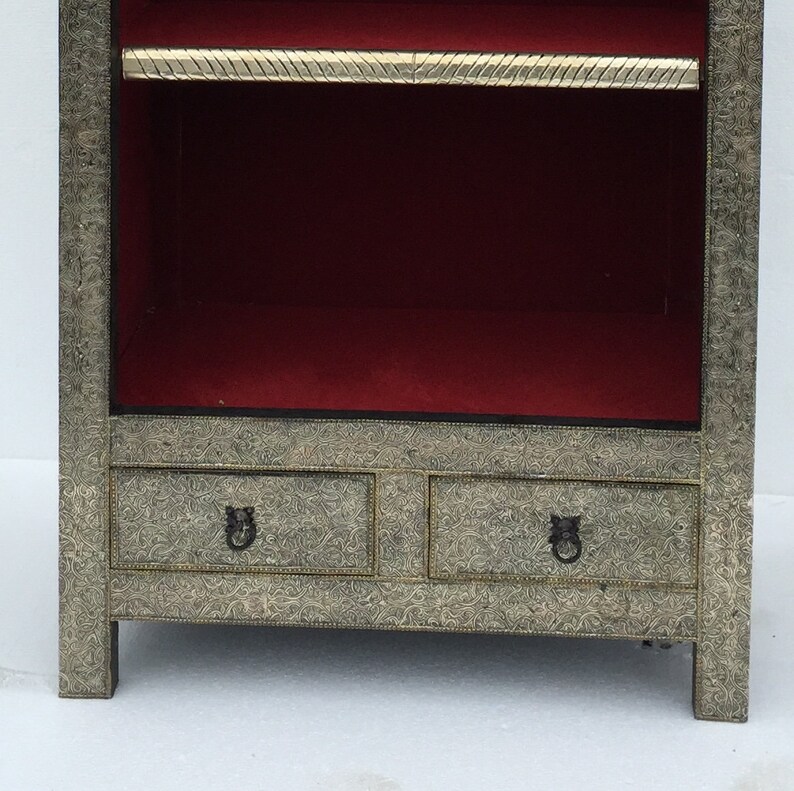 Silver Bookshelf Upholstered Handmade Moroccan Bookshelf Etsy