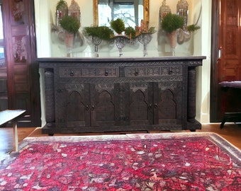 Gorgeous Handmade  african moorish wooden credenza moroccan buffet or cabinet with drawers and door panels for your bedroom furniture