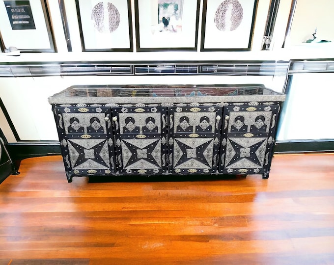 Unique Tv cabinet Silver meta cabinet Moroccan handmade with door panels buffet furniture bedroom living room