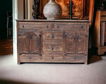 Royal large handmade moorish carved wooden cabinet vintage dresser or cabinet moroccan credenza bedroom furniture or living room buffet