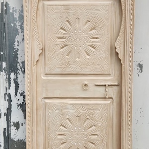 Moroccan white door hand carved interior bedroom or bathroom moroccan architectural wood work piece wood door for your closet
