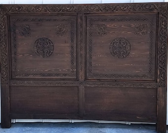 Wooden headboard Vintage wooden cedar headboard bed Handmade Moroccan bedroom furniture moorish Mediterranean arabian middle eastern bedroom
