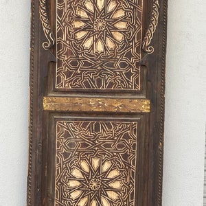 Old Moroccan door geometric hand carving indoor bedroom moorish wood work vintage door handmade wooden bedroom door