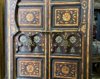 Moroccan antique inlay bone door middle eastern one of a kind palace bedroom door luxury sultan entry door historical moorish door