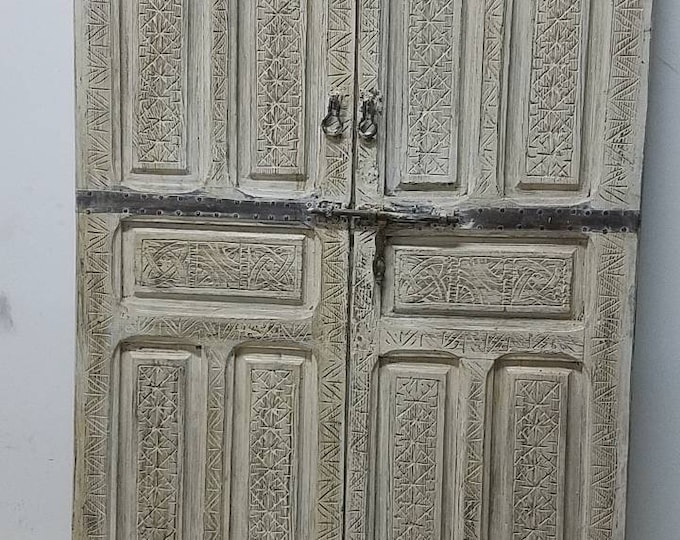 White old moroccan riad bedroom double door handmade indoor harem wall decor vintage door wooden artwork middle eastern caravanserai door
